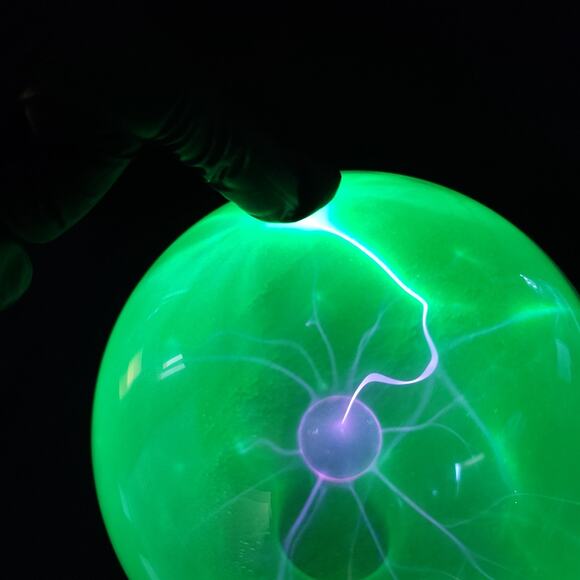 Vintage Glass Plasma Ball Globe Light Lamp 10" Tall Touch & Sound Activate Green - Picture 9 of 9
